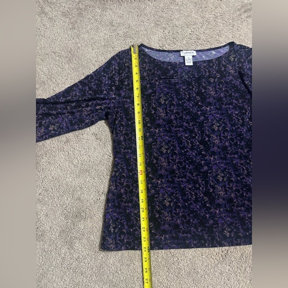 Carmen Marc Valvo Sleeve 3/4 Blouse Purple Size XL - Picture 8 of 10